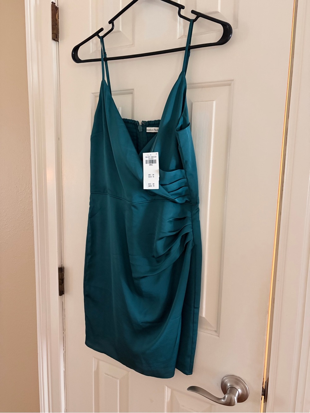 Abercrombie & Fitch Teal Satin Spaghetti-Strap Mini Dress